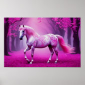 Mystiek roze paard in een fantasiebos poster (Voorkant)