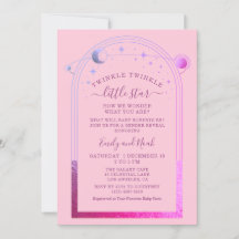 Mystiek Roze Paarse Zon Maan Sterren Baby shower