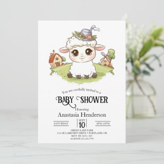  mystiek schaap Baby shower Kaart (Staand voorkant)