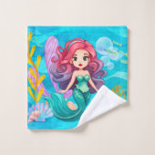mystiek sirene-ontwerp bad handdoek (Wasdoekje)