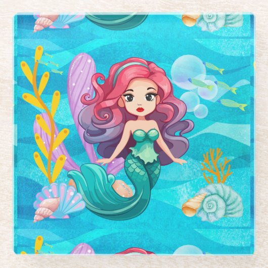 Mystiek sirene ontwerp glazen onderzetter (Voorkant)