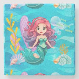 Mystiek sirene ontwerp stenen onderzetter