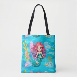 mystiek sirene-ontwerp tote bag