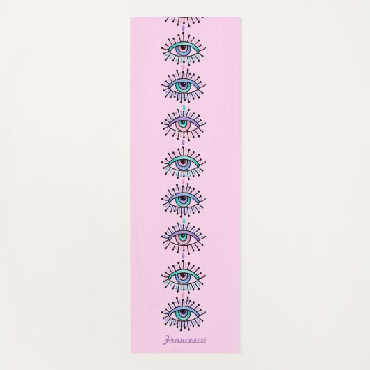 Mystiek Spiritueel Ogen Derde Oog Motief op Roze Yogamat (Voorkant)
