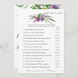 Mystiek Succulent Vrijgezellenfeest Game Kaart