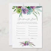 Mystiek Succulent Vrijgezellenfeest Game Kaart (Voorkant)