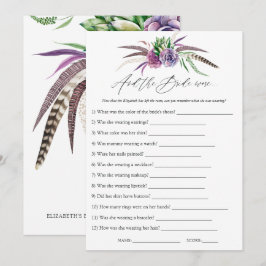 Mystiek Succulent Vrijgezellenfeest Game Kaart