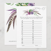 Mystiek Succulent Vrijgezellenfeest Game Kaart (Voorkant / Achterkant)