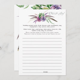 Mystiek Succulent Vrijgezellenfeest Game Kaart