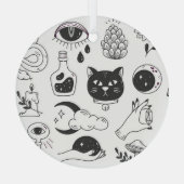 Mystiek Tattoo: Handgetekende  badge Glas Ornament (Achterkant)