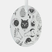 Mystiek Tattoo: Handgetekende  badge Glas Ornament (Voorkant Rechts)