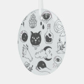 Mystiek Tattoo: Handgetekende  badge Glas Ornament (Voorkant links)