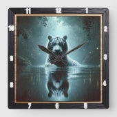 Mystiek Tijgerbos uurwerk Vierkante Klok (Voorkant)