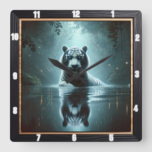 Mystiek Tijgerbos uurwerk Vierkante Klok (Voorkant)