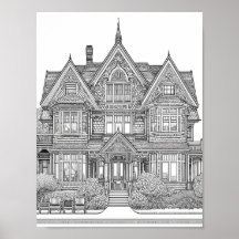 Mystiek Victoriaans Huis 10: Adult Coloring Poster