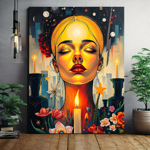 Mystiek Vrouw gezicht Canvas Afdruk