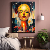 Mystiek Vrouw gezicht Canvas Afdruk