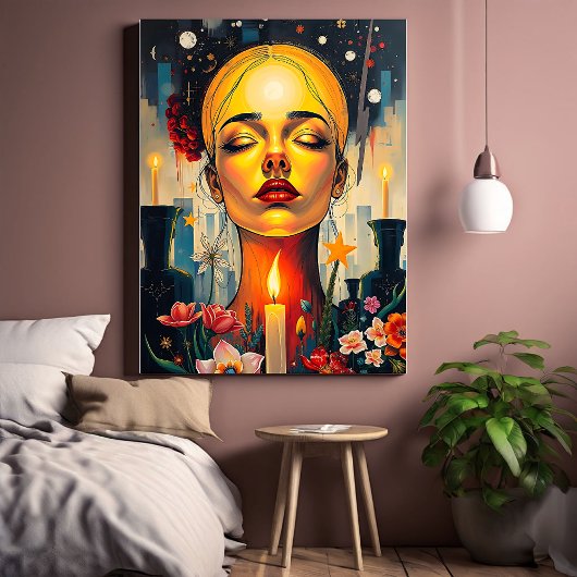 Mystiek Vrouw gezicht Canvas Afdruk