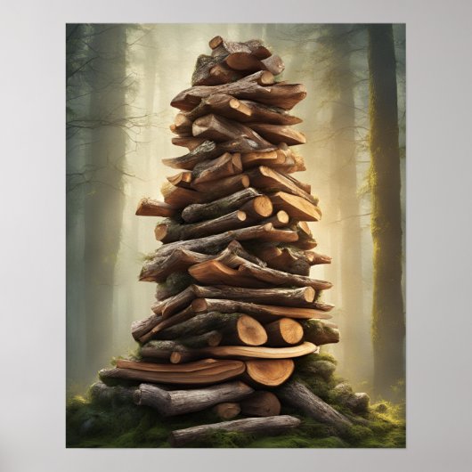 MYSTIEK VUURHOUT GESTAPELDE KUNST POSTER (Voorkant)