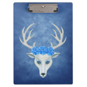 Mystiek White Deer Head Blue Eyes Antlers Rozen Klembord (Voorkant)