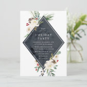 Mystiek Winter Bloemen Vakantie Party Kaart (Staand voorkant)