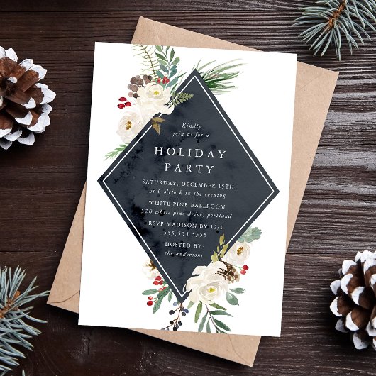Mystiek Winter Bloemen Vakantie Party Kaart