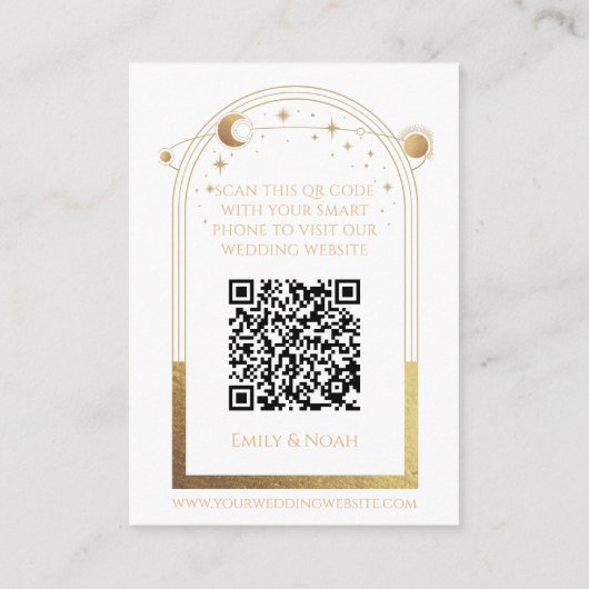 Mystiek Wit Goud Bruiloft Website RSVP QR Code Informatiekaartje (Achterkant)