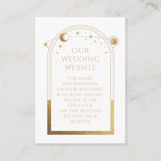 Mystiek Wit Goud Bruiloft Website RSVP QR Code Informatiekaartje (Voorkant)
