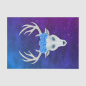 Mystiek Wit Hertenhoofd Blauw Rozen Star Sky Tissuepapier (Voorkant)