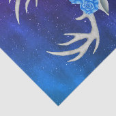 Mystiek Wit Hertenhoofd Blauw Rozen Star Sky Tissuepapier (Detail)