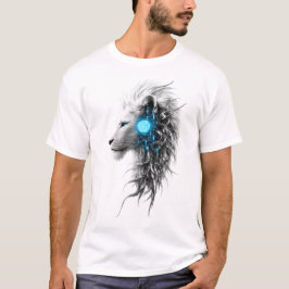 Mystiek Witte Leeuw Fantasy T-Shirt | Blauwe Geest