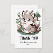 Mystiek  Wolf Baby shower Bedankkaart (Voorkant / Achterkant)