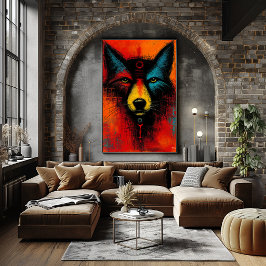 Mystiek Wolfengezicht in Kleurvelden Expressionist Poster