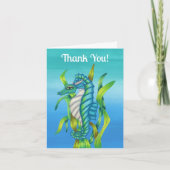Mystiek Zee Dragon Creatures in Aqua Blue Seaweed Bedankkaart (Voorkant)