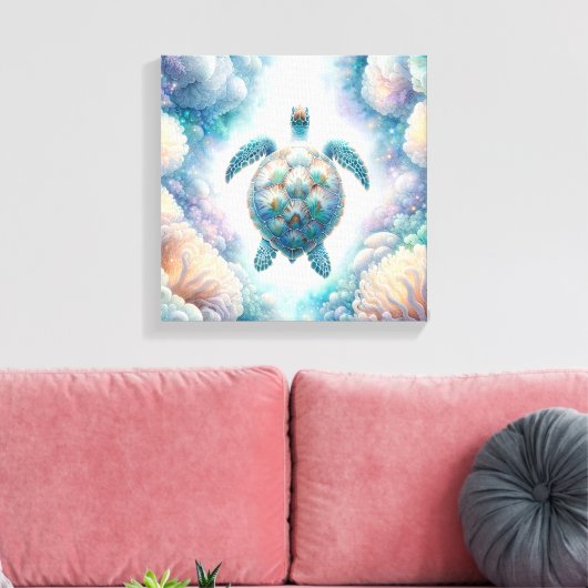 Mystiek Zee Turtle Art Canvas Prints (Insitu (Woonkamer))