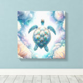Mystiek Zee Turtle Art Canvas Prints (Insitu (Houten vloer))