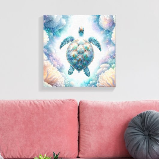 Mystiek Zee Turtle Art Canvas Prints (Insitu (Woonkamer))