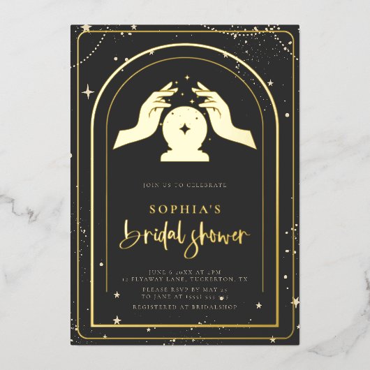 Mystiek Zodiac Tarot Celestial Vrijgezellenfeest Folie Uitnodiging (Voorkant)