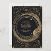 Mystiek Zwart en Goud Tarot Bruiloft Kaart (Voorkant)