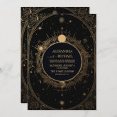 Mystiek Zwart en Goud Tarot Bruiloft Kaart (Voorkant / Achterkant)