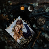 Mystiek Zwart Goud Celestial Galaxy Bruiloft Bedankkaart