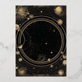Mystiek Zwart Goud Celestial Galaxy Bruiloft Folie Uitnodiging (Achterkant)