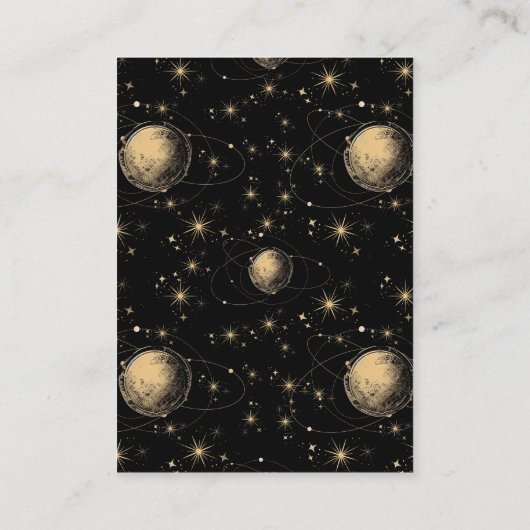 Mystiek Zwart Goud Celestial Galaxy Bruiloft Informatiekaartje (Achterkant)