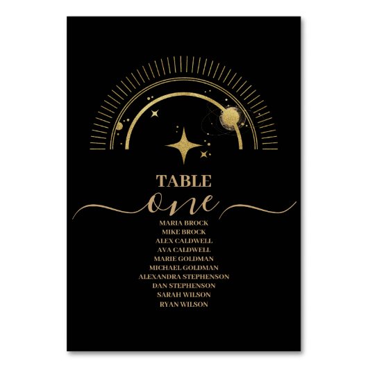 Mystiek Zwart Goud Celestial Galaxy Bruiloft Kaart (Voorkant)