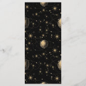Mystiek Zwart Goud Celestial Galaxy Bruiloft Menu (Achterkant)