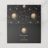 Mystiek Zwart Goud Celestial Galaxy Bruiloft Plaatskaartje (Buitenkant ongevouwen)