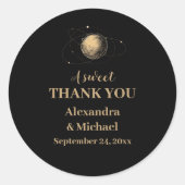 Mystiek Zwart Goud Celestial Galaxy Bruiloft Ronde Sticker (Voorkant)