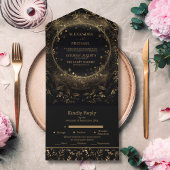 Mystiek Zwart Goud Hemelse Bruiloft All In One Uitnodiging