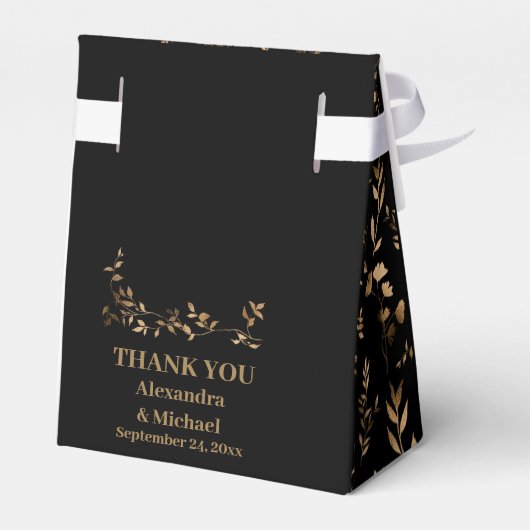 Mystiek Zwart Goud Hemelse Bruiloft Bedankdoosjes (Achterkant)