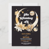 Mystiek Zwart Goud Hemelse Bruiloft Kaart (Voorkant)